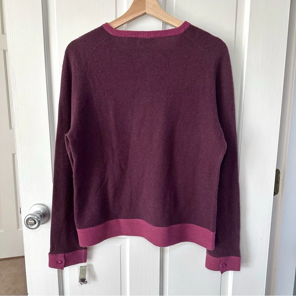 Fieldgear Rose Floral Intarsia Wool Angora Cardigan Sweater Cottagecore Size LP